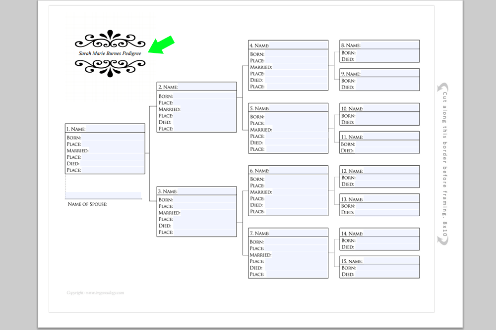 Free Pedigree Charts {Type, Print and Frame in 30 min} ~ Teach Me Genealogy